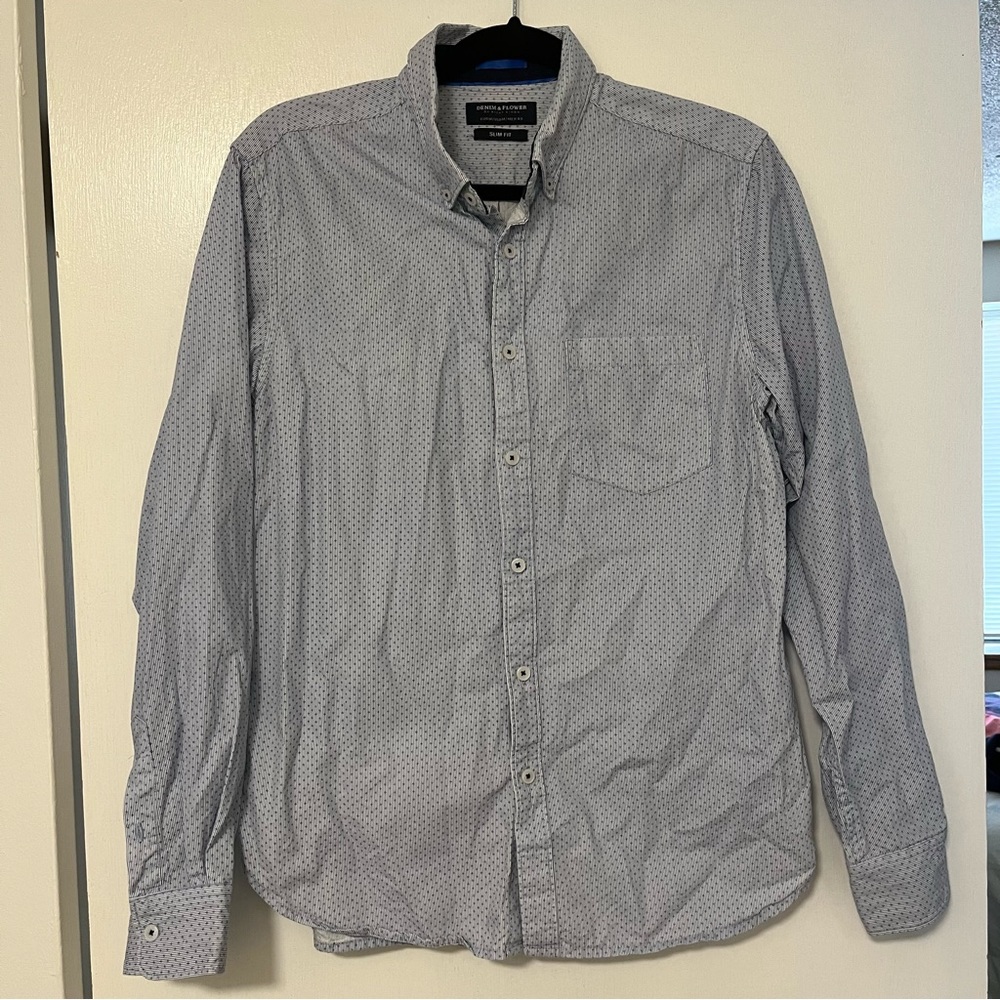 Denim and Flower slim fit men’s button down shirt. Size M.